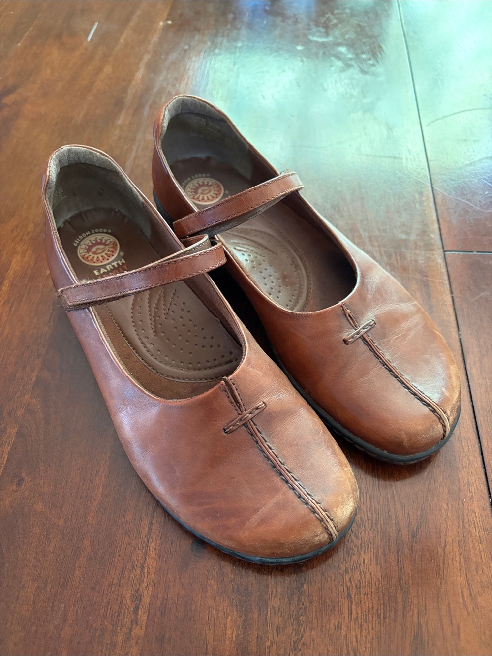 Earth Spirit Women’s Tan Leather Mary Jane Flats